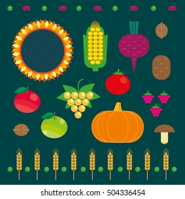 Autumn harvest vegetables fruit design