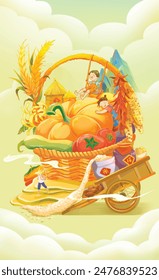 Autumn has many rich harvest ingredients pumpkin rice vegetables