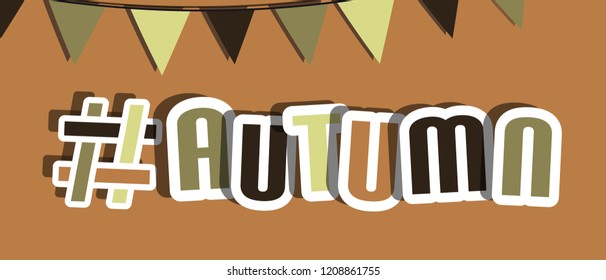 Autumn Hashtag Background - Vector Illustration - Isolated On Brown