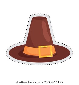 Autumn hat sticker icon Vector illustration