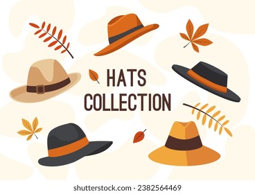 autumn hats set collection. hats set vector