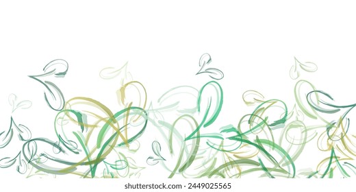 Autumn header overlay of fallen green and red leaves. autumn leaves are falling flying white background isolated