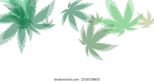 Autumn header overlay of fallen green and red leaves. autumn leaves are falling flying white background isolated