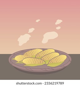 Autumn healthy snack vegetable roasted corn vector illustration