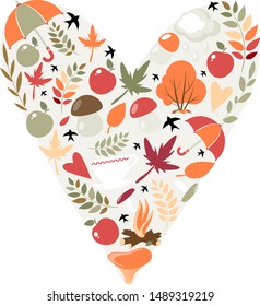 Autumn heart. Vector image on a white background. Eps 10
