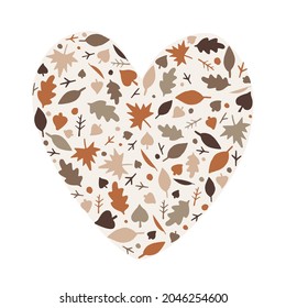 Autumn heath shape vector illustration. Doodle leaves cartoon background, fall concept.