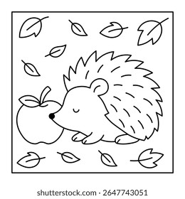 Cena de outono Hedgehog - Folha de colorir animal imprimível