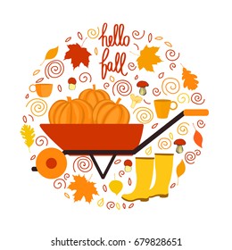 Autumn. Hello fall! Vector illustration.