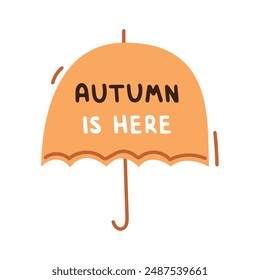 Autumn is here handwritten lettering phrase