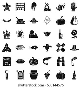 Autumn holiday icons set, simple style