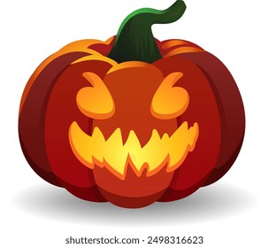 Autumn holiday pumpkin lantern. Halloween cartoon icon isolated on white background