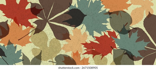 Autumn horizontal background with abstract autumn leaves. Falling foliage textured background for covers, posters or banners.