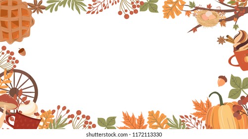 Autumn horizontal background. Editable vector illustration