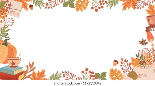 Autumn horizontal background. Editable vector illustration