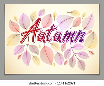 Autumn horizontal banner design, vector yellow and red leaves floral beautiful background, Autumn Sale, advertising poster, brochure or flyer design. Stylish classy botanical drawing, environment.