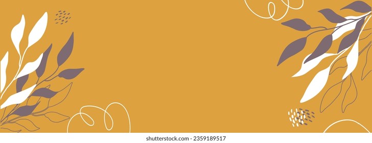 Autumn horizontal banner with empty space for text. Natural autumn sale background with abstract elements. Vector illustration