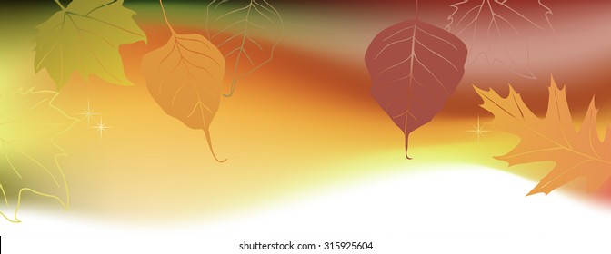 Autumn horizontal banner with space for a text - vector illustration