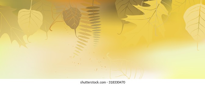 Autumn horizontal banner with a space for text - vector illustration