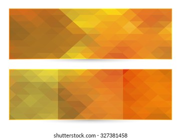 Autumn horizontal banner, vector polygonal background 
