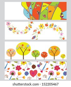Autumn horizontal banners set funny design