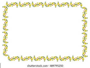 Autumn horizontal frame with colorful maple leaves. Vector clip art.