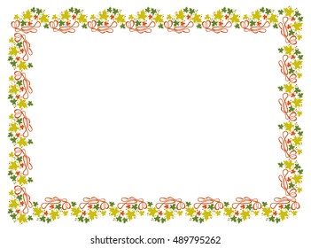 Autumn horizontal frame with colorful maple leaves. Vector clip art.