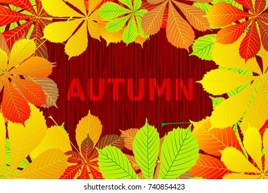 Autumn - Horse chestnut leaves - vector background, Autumnal leaf of buckeye, (Aesculus hippocastanum), 