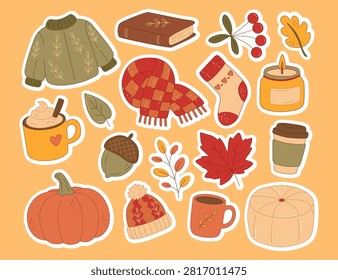 Autumn hygge elements and