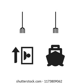 autumn icon. 4 autumn vector icons set. cruiser front view, image and rake icons for web and design about autumn theme
