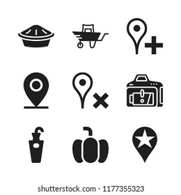 autumn icon. 9 autumn vector icons set. pumpkin, umbrella stand and pie icons for web and design about autumn theme