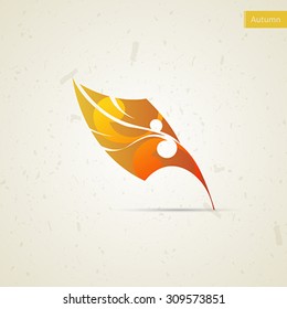 Autumn icon with leaf