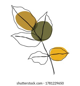 Autumn icon Line art. Abstract minimal floral and leaf design for spirng and autumn banner, prints, floral wall art, Home decor picture, fabric and wallpaper. Vector illustration