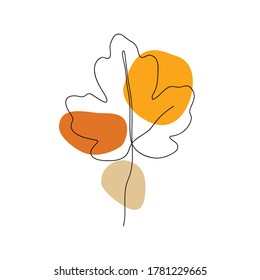 Autumn icon Line art. Abstract minimal floral and leaf design for spirng and autumn banner, prints, floral wall art, Home decor picture, fabric and wallpaper. Vector illustration