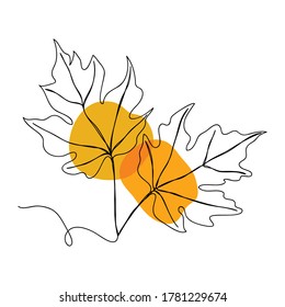 Autumn icon Line art. Abstract minimal floral and leaf design for spirng and autumn banner, prints, floral wall art, Home decor picture, fabric and wallpaper. Vector illustration