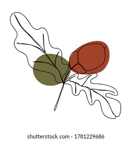 Autumn icon Line art. Abstract minimal floral and leaf design for spirng and autumn banner, prints, floral wall art, Home decor picture, fabric and wallpaper. Vector illustration