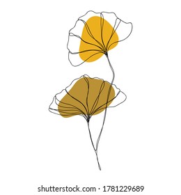Autumn icon Line art. Abstract minimal floral and leaf design for spirng and autumn banner, prints, floral wall art, Home decor picture, fabric and wallpaper. Vector illustration