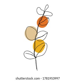 Autumn icon Line art. Abstract minimal floral and leaf design for spirng and autumn banner, prints, floral wall art, Home decor picture, fabric and wallpaper. Vector illustration