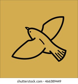 autumn icon, migration-bird, Spicy Mustard color, black