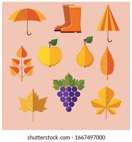 Icono de otoño y objetos definidos para el diseño.