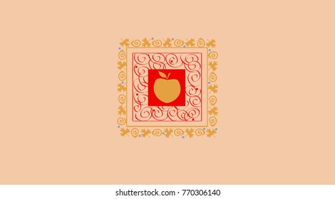 Autumn icon for postcard