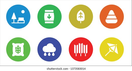 autumn icon set. 8 filled autumn icons.  Simple modern icons about  - Park, Wheat, Rain, Leaf, Candy corn, Umbrella