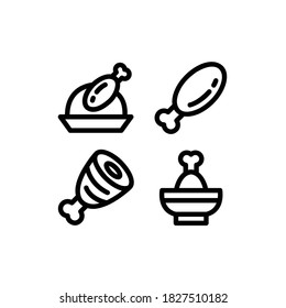 Autumn icon set with Chicken Leg, Meat, Turkey And Thanksgiving, Vector Illustrations.