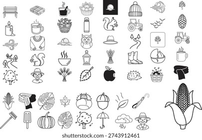 autumn icon set colection eps 10