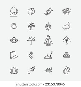 Autumn Icon Set Collection, Simple Editable Design, Simple Illustration Elements