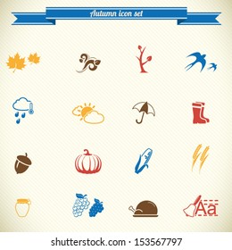 Autumn icon set in color 
