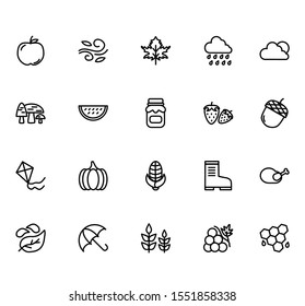 Autumn Icon Set Design Line Style