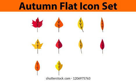 Autumn Icon Set With Flat Design