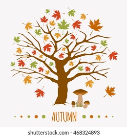 Autumn icon set. Halloween and Thanksgiving day. Flat design. Vector illustration