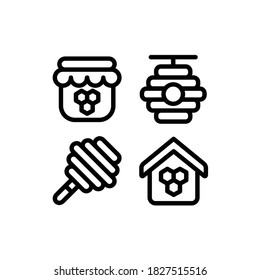 Autumn icon set with Hive, Honey Jar, Honey And Honeycomb, Vector Illustrations.