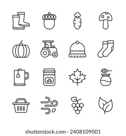 Autumn icon set isolated on white